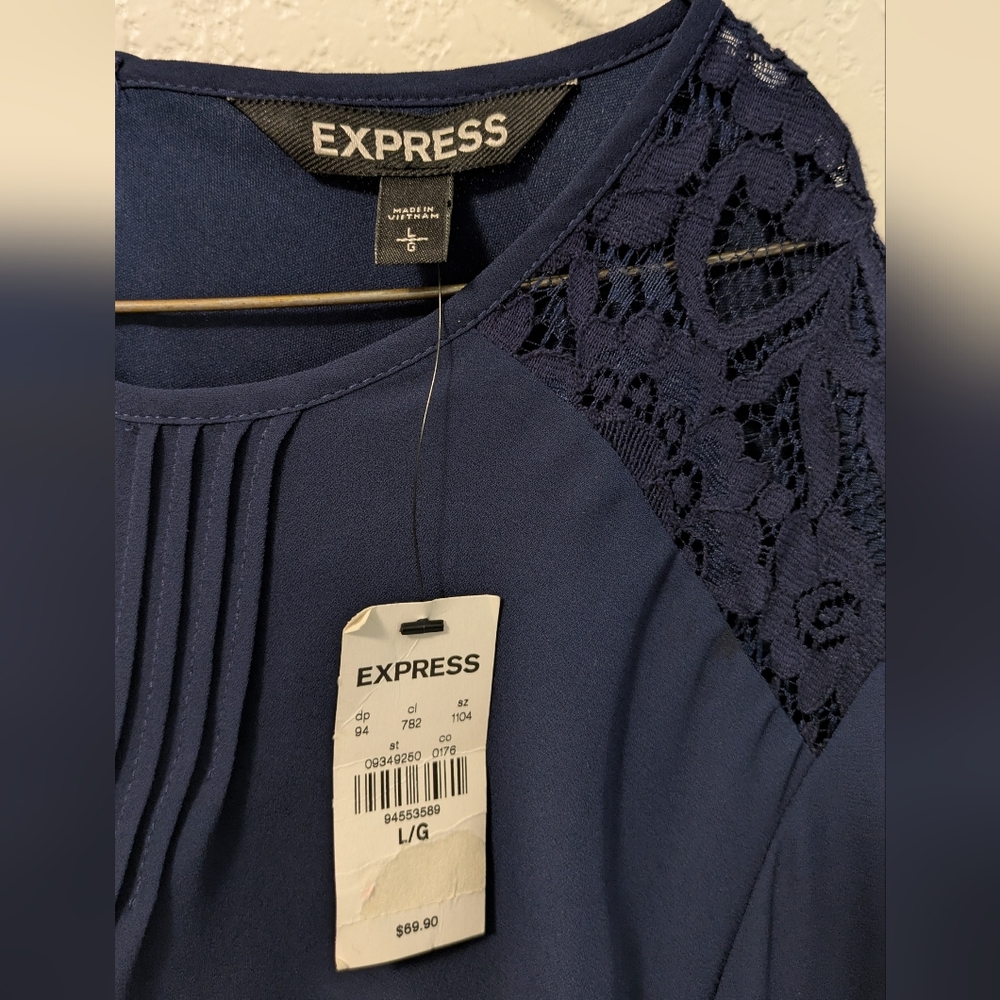 Express Navy Long Sleeve Dress - Picture 4 of 9